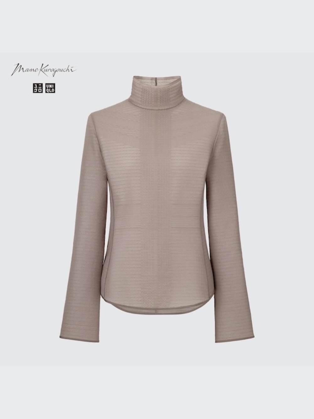 UNIQLO Taupe Mesh High Neck Long Sleeve XS